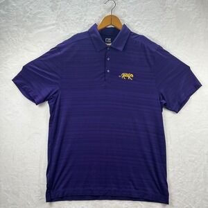 Cutter & Buck Mens Purple LSU Tigers CB DryTec Polo Shirt Large Moisture Wicking
